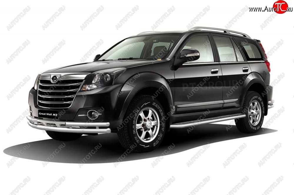 27 649 р. Порожки для ног из трубы Ø51 с алюминиевой площадкой Petroil Tuning  Great Wall Hover H3 (2014-2016)  рестайлинг (Нержавейка)  с доставкой в г. Пермь