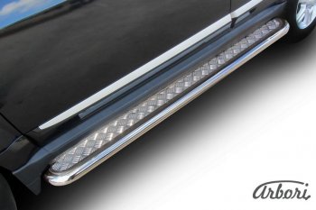 25 999 р. Защита штатных порогов с листом Arbori (труба - нержавейка d42, лист - алюминий) Great Wall Hover H3  рестайлинг (2014-2016)  с доставкой в г. Пермь. Увеличить фотографию 2