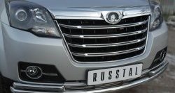 16 949 р. Защита переднего бампера (Ø63 и 42 мм, нержавейка) SLITKOFF Great Wall Hover H3  рестайлинг (2014-2016)  с доставкой в г. Пермь. Увеличить фотографию 3