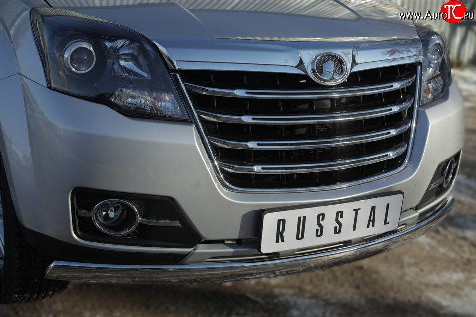 11 599 р. Защита переднего бампера (Ø75х42 мм, нержавейка) Russtal Great Wall Hover H3  рестайлинг (2014-2016)  с доставкой в г. Пермь