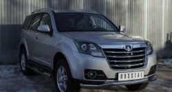 14 449 р. Защита порогов с пластиковыми вставками для ног из круглой трубы диаметром 76 мм Russtal Great Wall Hover H3  рестайлинг (2014-2016) (Защита порогов с со скосами на торцах (вариант 1))  с доставкой в г. Пермь. Увеличить фотографию 7