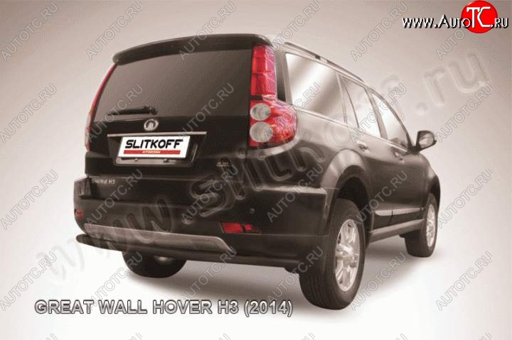 7 999 р. Защита заднего бампера Slitkoff (труба d57, длинная)  Great Wall Hover H3 (2014-2016)  рестайлинг (Цвет: серебристый)  с доставкой в г. Пермь