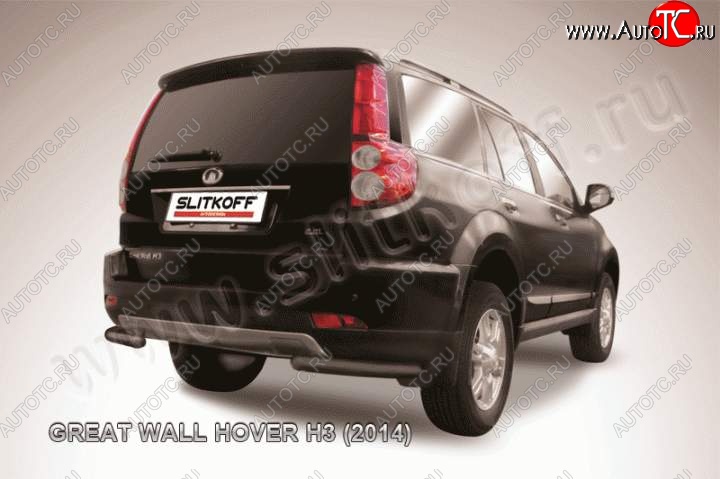 5 549 р. Защита заднего бампера из уголков d57 Slitkoff Great Wall Hover H3  рестайлинг (2014-2016) (Цвет: серебристый)  с доставкой в г. Пермь
