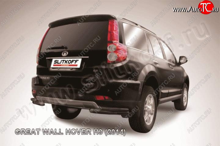 6 499 р. Защита заднего бампера из уголков d57+d42 Slitkoff (двойные)  Great Wall Hover H3 (2014-2016)  рестайлинг (Цвет: серебристый)  с доставкой в г. Пермь
