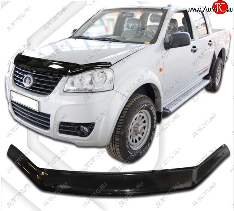 2 159 р. Дефлектор капота CA-Plastic  Great Wall Wingle 5 (2011-2017) (Classic черный, Без надписи)  с доставкой в г. Пермь