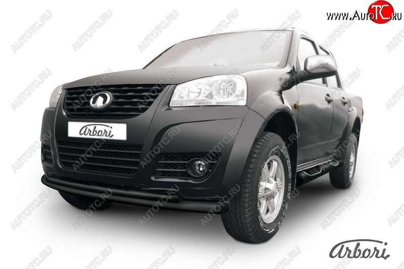 7 919 р. Защита переднего бампера Arbori (черная, 2 трубы d76 и 42 mm) Great Wall Wingle 5 (2011-2017)  с доставкой в г. Пермь