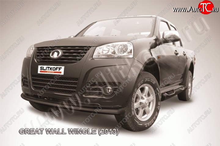 9 549 р. Защита переднего бампера из трубы d76 Slitkoff Great Wall Wingle 5 (2011-2017) (Цвет: серебристый)  с доставкой в г. Пермь