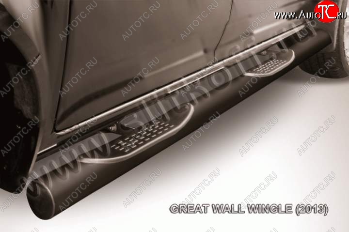 14 249 р. Защита порогов из трубы d76 Slitkoff (с проступями)  Great Wall Wingle 5 (2011-2017) (Цвет: серебристый)  с доставкой в г. Пермь