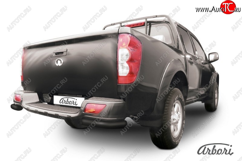 5 399 р. Защита заднего бампера Arbori (уголки, черная, 1 труба d57 mm). Great Wall Wingle 5 (2011-2017)  с доставкой в г. Пермь