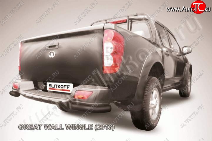 4 649 р. Защита заднего бампера из уголков d57 Slitkoff Great Wall Wingle 5 (2011-2017) (Цвет: серебристый)  с доставкой в г. Пермь