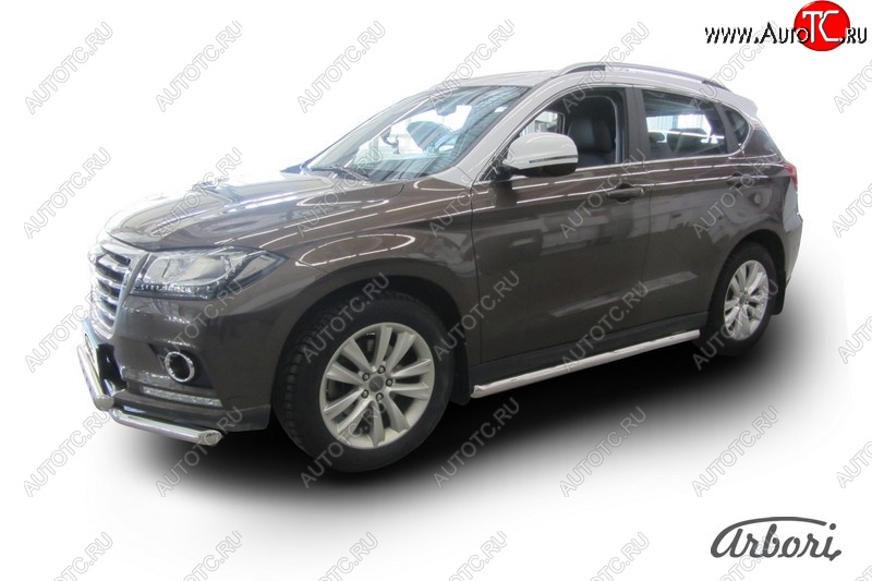 12 869 р. Защита штатных порогов Arbori (нержавейка, d57 mm). Haval H2 (2014-2021)  с доставкой в г. Пермь