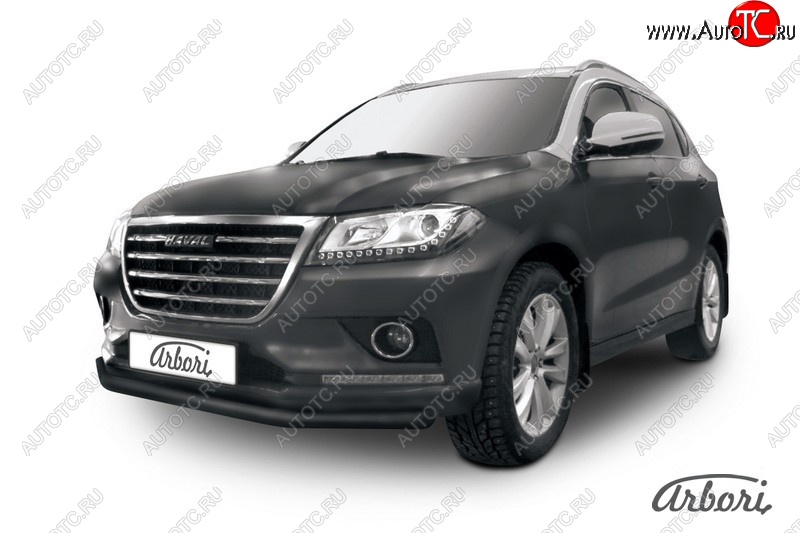 6 029 р. Защита переднего бампера Arbori (черная, 1 труба d57 mm). Haval H2 (2014-2021)  с доставкой в г. Пермь