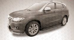13 349 р. Алюминиевые пороги Slitkoff Optima Black Haval H2 (2014-2021)  с доставкой в г. Пермь. Увеличить фотографию 2