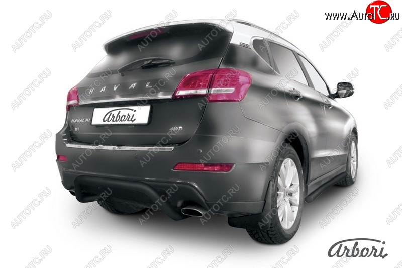 5 669 р. Защита заднего бампера Arbori (скоба, черная, 1 труба d57 mm). Haval H2 (2014-2021)  с доставкой в г. Пермь