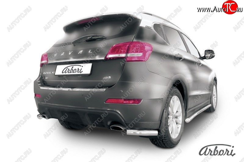 16 699 р. Защита заднего бампера Arbori (уголки, нержавейка, 1 труба d57 mm). Haval H2 (2014-2021)  с доставкой в г. Пермь