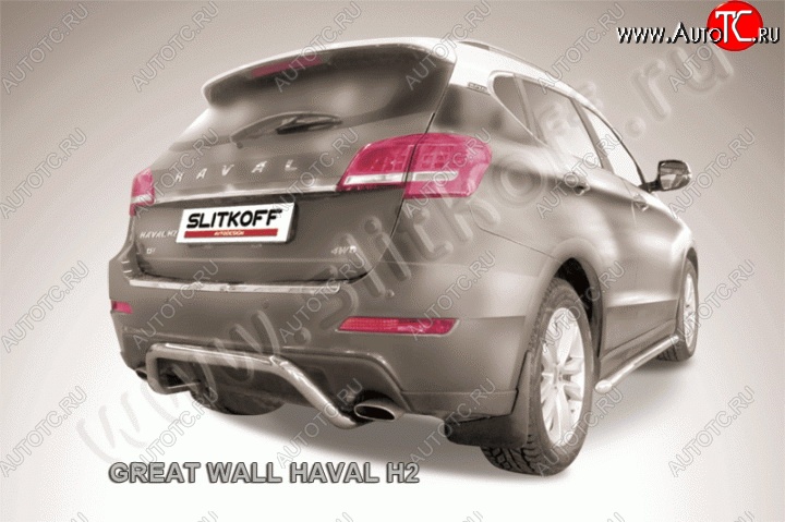 10 849 р. Защита заднего бампера диаметром 57 мм с изгибом Slitkoff  Haval H2 (2014-2021) (Нержавейка, Полированная)  с доставкой в г. Пермь