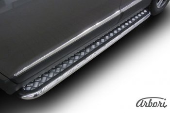 Защита штатных порогов с листом Arbori (нержавейка, алюминий, d57) Haval H6 (2013-2020)