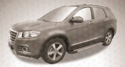 10 699 р. Алюминиевые пороги Slitkoff Luxe Silver Haval H6 (2013-2020)  с доставкой в г. Пермь. Увеличить фотографию 2