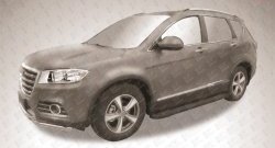 13 349 р. Алюминиевые пороги Slitkoff Optima Black Haval H6 (2013-2020)  с доставкой в г. Пермь. Увеличить фотографию 2