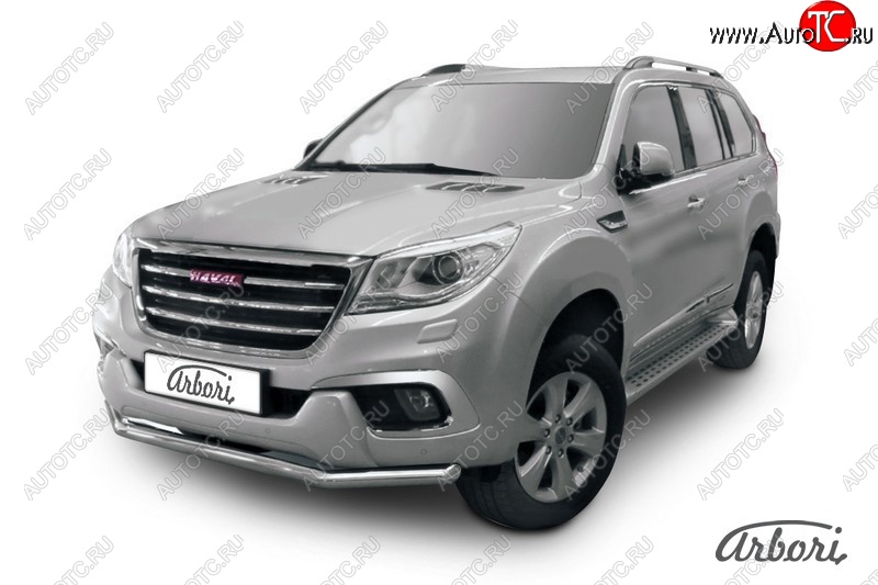 17 399 р. Защита переднего бампера Arbori (нержавейка, 1 труба d57 mm) Haval H9 дорестайлинг (2015-2017)  с доставкой в г. Пермь