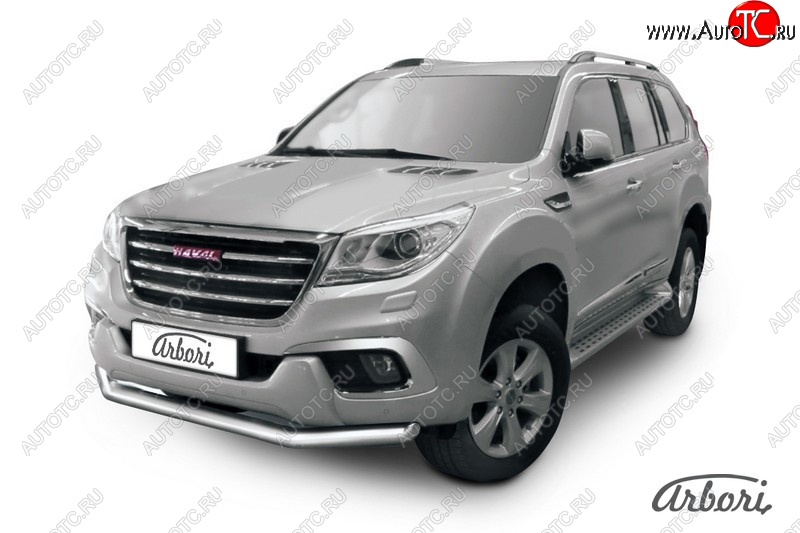 14 363 р. Защита переднего бампера Arbori (нержавейка, 1 труба d76 mm) Haval H9 дорестайлинг (2015-2017)  с доставкой в г. Пермь