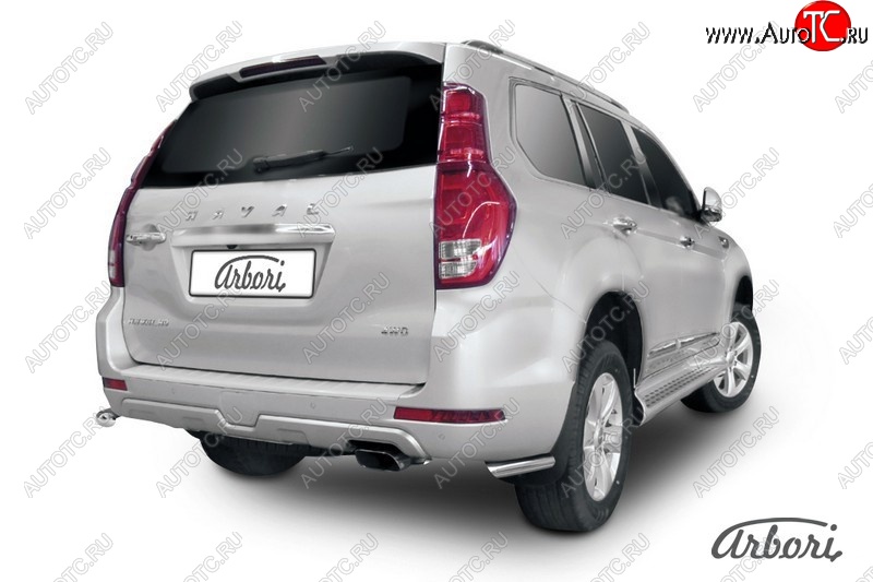 1 749 р. Защита заднего бампера Arbori (уголки, нержавейка, 1 труба d57 mm). Haval H9 дорестайлинг (2015-2017)  с доставкой в г. Пермь