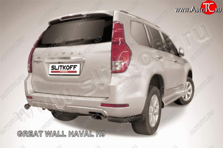 5 999 р. Защита заднего бампера из уголков d76 Slitkoff Haval H9 дорестайлинг (2015-2017) (Цвет: серебристый)  с доставкой в г. Пермь