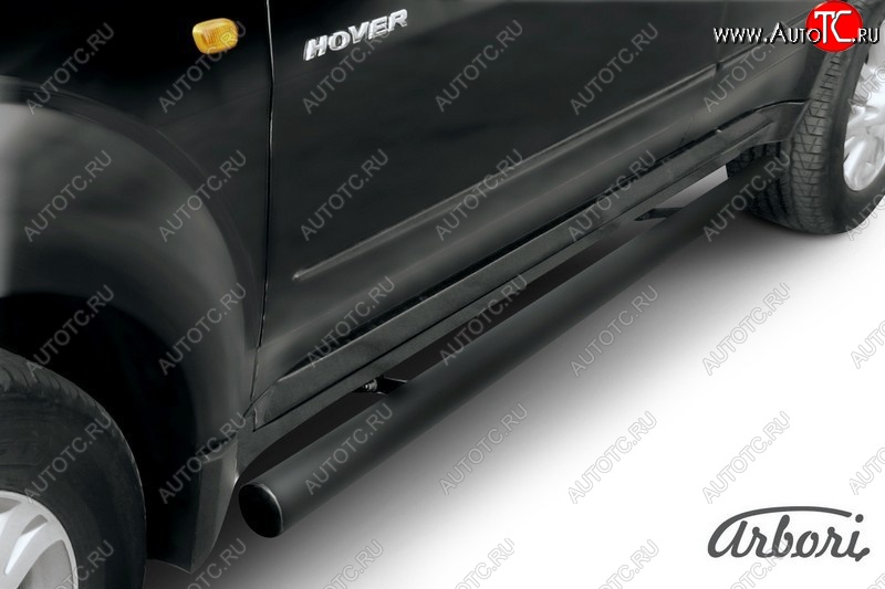 6 569 р. Защита штатных порогов Arbori (черная, d76 mm). Great Wall Hover  1-ый рестайлинг (2010-2014)  с доставкой в г. Пермь