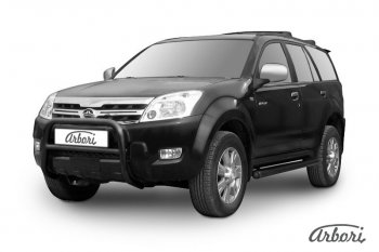 Защита переднего бампера Arbori (низкая, черная, 1 труба d57 mm). Great Wall Hover (2010-2014)  1-ый рестайлинг