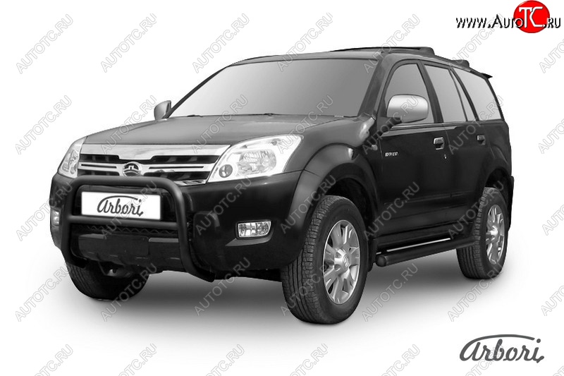12 788 р. Защита переднего бампера Arbori (низкая, черная, 1 труба d57 mm).  Great Wall Hover (2010-2014)  1-ый рестайлинг  с доставкой в г. Пермь