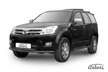Защита переднего бампера Arbori (черная, 2 трубы d57 и 57 mm) Great Wall Hover (2010-2014)  1-ый рестайлинг