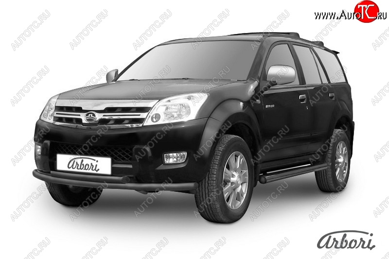 6 119 р. Защита переднего бампера Arbori (черная, 2 трубы d57 и 57 mm)  Great Wall Hover (2010-2014)  1-ый рестайлинг  с доставкой в г. Пермь
