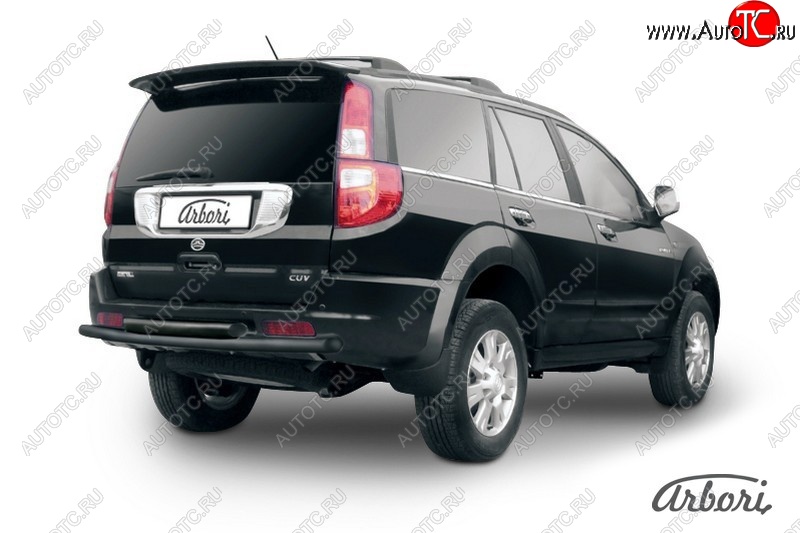 5 669 р. Защита заднего бампера Arbori (черная, 2 трубы d57 и 57 mm). Great Wall Hover  1-ый рестайлинг (2010-2014)  с доставкой в г. Пермь