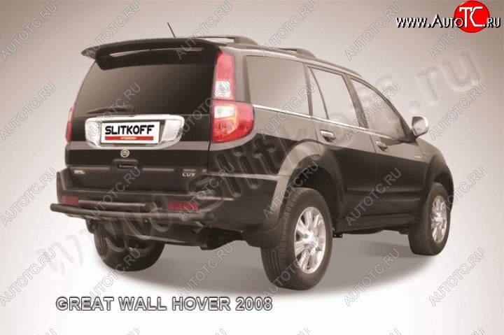 7 599 р. Защита заднего бампера Slitkoff (труба d57/d57) Great Wall Hover  1-ый рестайлинг (2010-2014) (Цвет: серебристый)  с доставкой в г. Пермь