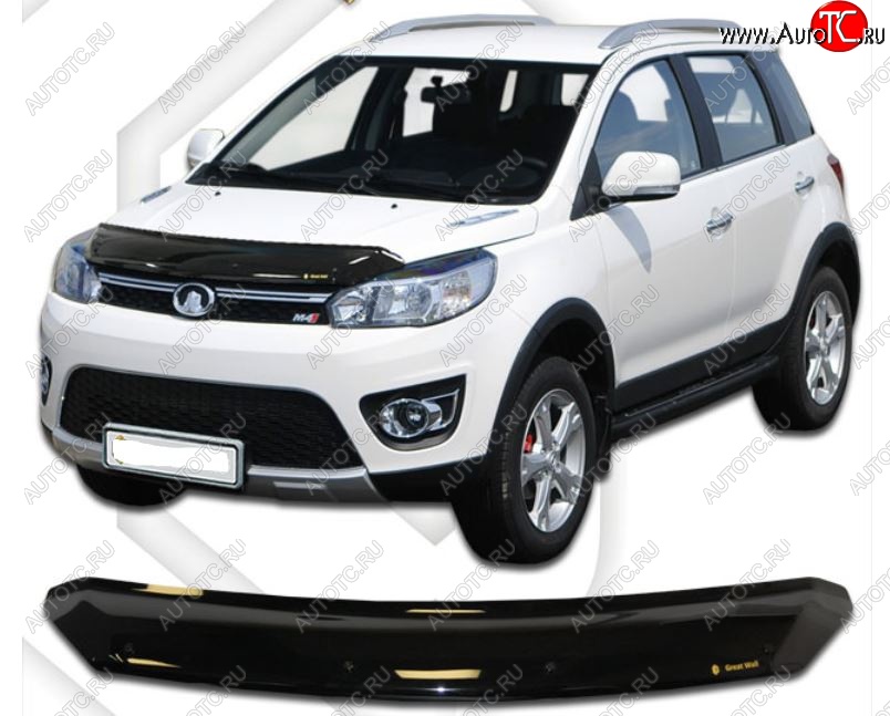 1 999 р. Дефлектор капота CA-Plastic  Great Wall Hover M4 (2012-2016) (Classic черный, Без надписи)  с доставкой в г. Пермь