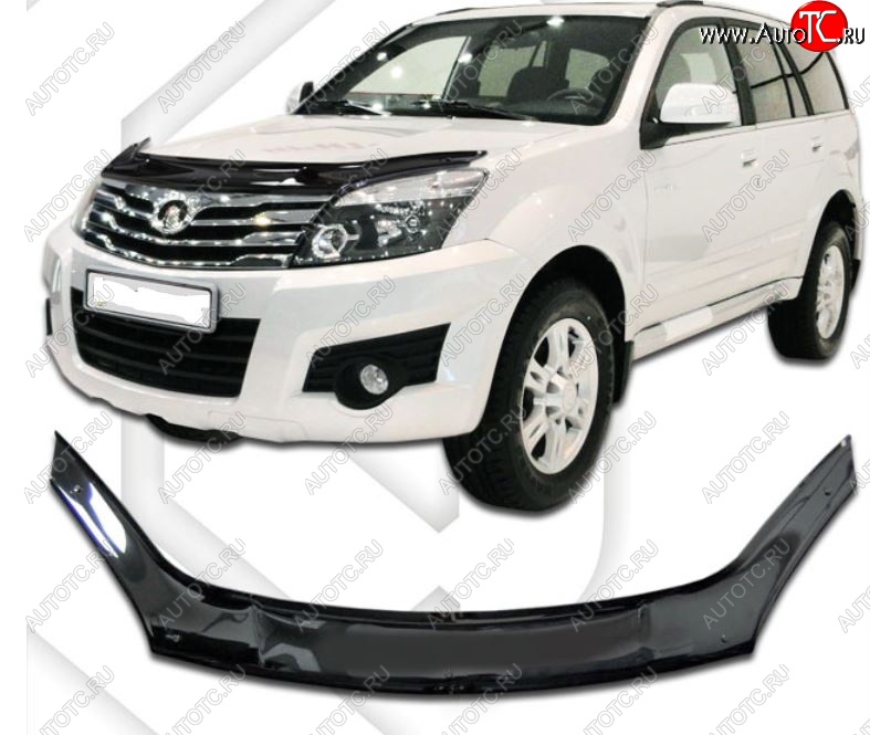 2 079 р. Дефлектор капота CA-Plastic Great Wall Hover H3  дорестайлинг (2010-2014) (серия Classic черный, Без надписи)  с доставкой в г. Пермь