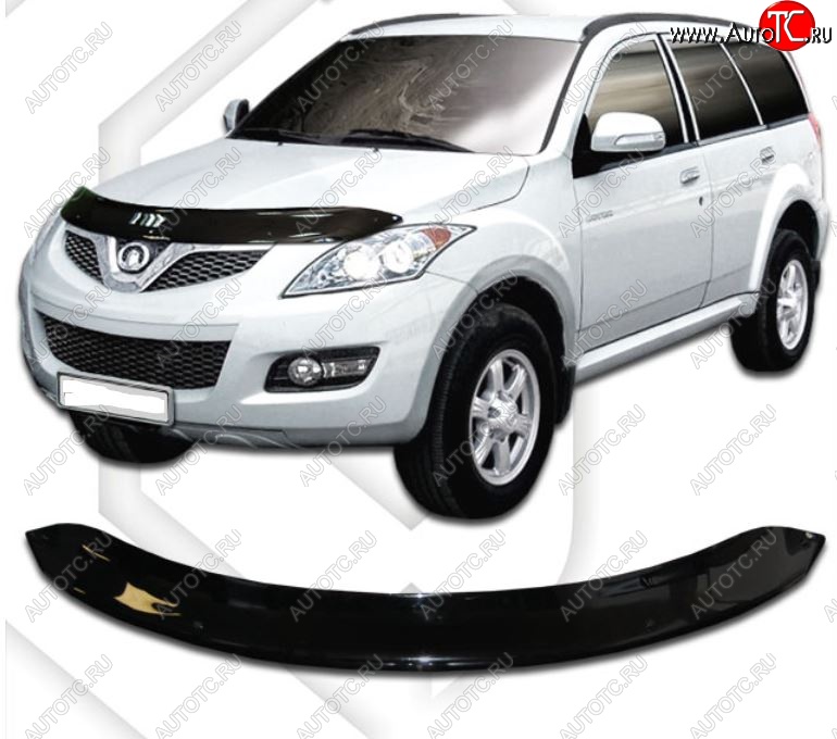 1 999 р. Дефлектор капота CA-Plastic Great Wall Hover H5 (2010-2017) (Classic черный, Без надписи)  с доставкой в г. Пермь