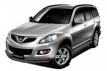 Порожки для ног из трубы Ø51 с алюминиевой площадкой Petroil Tuning Great Wall Hover H5 (2010-2017), Haval H5 (2020-2023) (Сталь с полимерным покрытием, цвет Черный (шагрень))