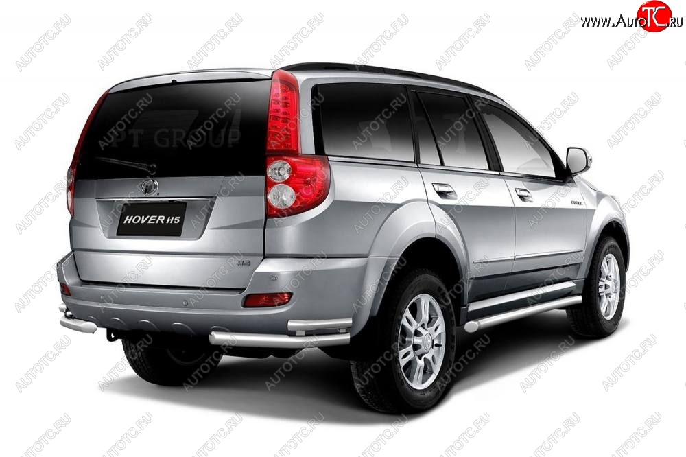 14 399 р. Защита заднего бампера Petroil Tuning (уголки двойные, d63/51)  Great Wall Hover H5 (2010-2017) (Нержавейка)  с доставкой в г. Пермь