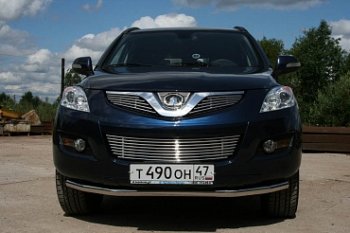 Декоративный элемент воздухозаборника Souz96 (нержавеющая сталь d10, 2 элемента из 5 трубочек) Great Wall Hover H5 (2010-2017) (Хром)