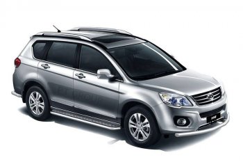 Порожки для ног из трубы Ø51 с алюминиевой площадкой Petroil Tining Great Wall Hover H6 (2012-2016) (Нержавейка)