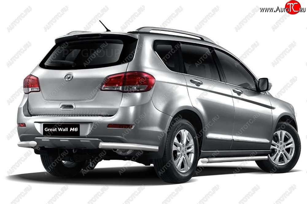 10 649 р. Защита заднего бампера Petroil Tuning (уголки, d63)  Great Wall Hover H6 (2012-2016) (Нержавейка)  с доставкой в г. Пермь