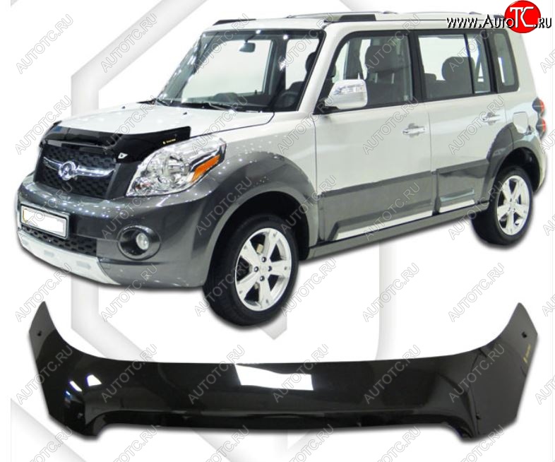 2 159 р. Дефлектор капота CA-Plastic  Great Wall Hover M2 (2010-2014) (Classic черный, Без надписи)  с доставкой в г. Пермь