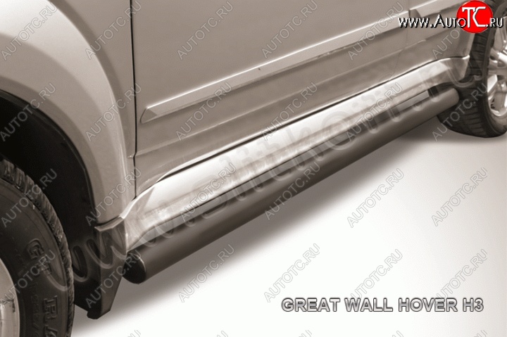 10 999 р. Защита порогов Slitkoff (труба d76)  Great Wall Hover H3 (2010-2014)  дорестайлинг (Цвет: серебристый)  с доставкой в г. Пермь