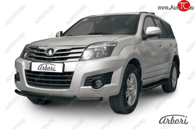 6 389 р. Защита переднего бампера Arbori (черная, 2 трубы d57 и 42 mm) Great Wall Hover H3  дорестайлинг (2010-2014)  с доставкой в г. Пермь