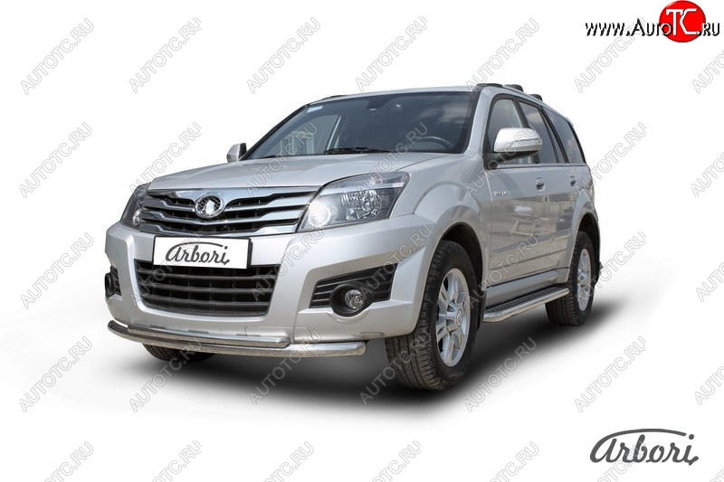 12 149 р. Защита переднего бампера Arbori (нержавейка, 2 трубы d57 и 42 mm) Great Wall Hover H3  дорестайлинг (2010-2014)  с доставкой в г. Пермь
