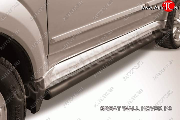 9 999 р. Защита порогов из труб d57 Slitkoff  Great Wall Hover H3 (2010-2014)  дорестайлинг (Цвет: серебристый)  с доставкой в г. Пермь
