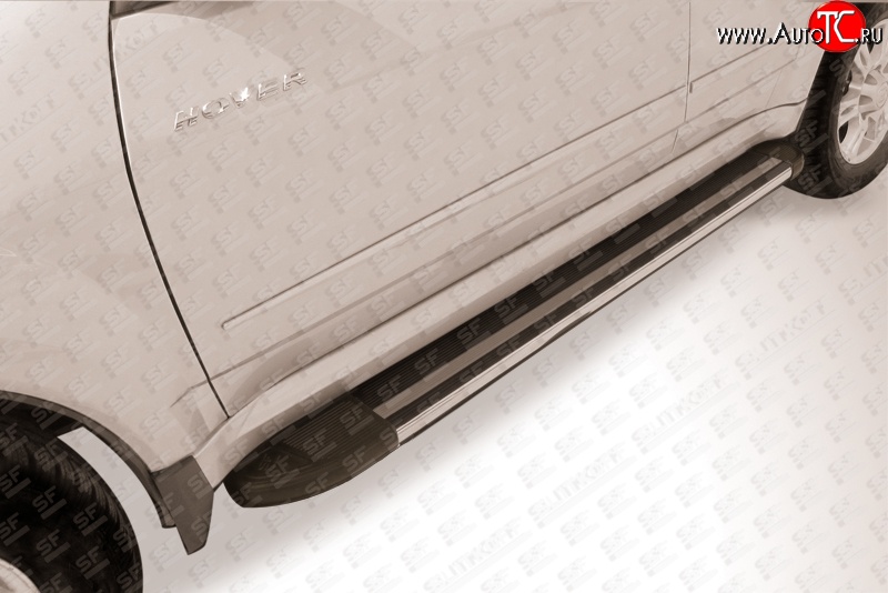 11 299 р. Алюминиевые пороги Slitkoff Luxe Black  Great Wall Hover H5 (2010-2017)  с доставкой в г. Пермь