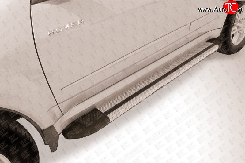 10 699 р. Алюминиевые пороги Slitkoff Luxe Silver Great Wall Hover H5 (2010-2017)  с доставкой в г. Пермь