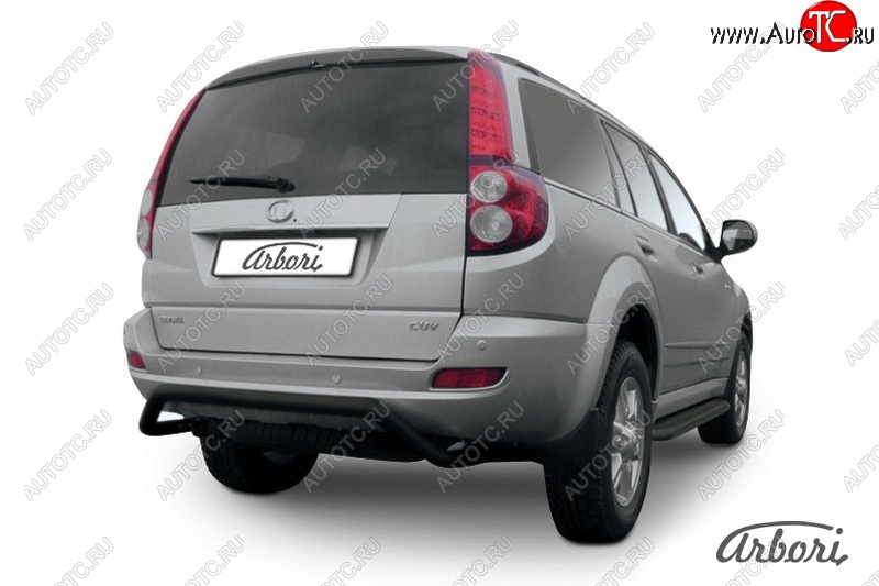 5 399 р. Защита заднего бампера Arbori (скоба, черная, 1 труба d57 mm). Great Wall Hover H5 (2010-2017)  с доставкой в г. Пермь